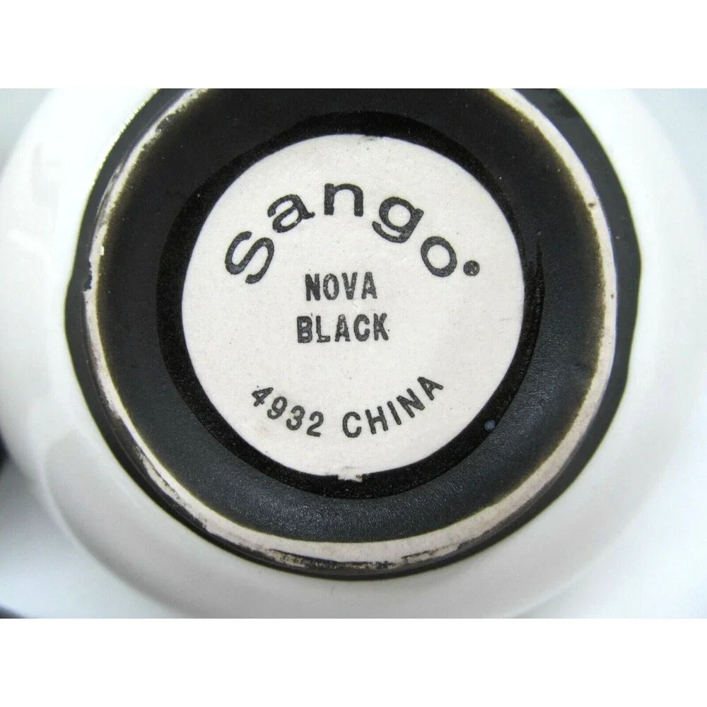 Sango Nova Black Lidded Sugar Dish & Creamer  Set